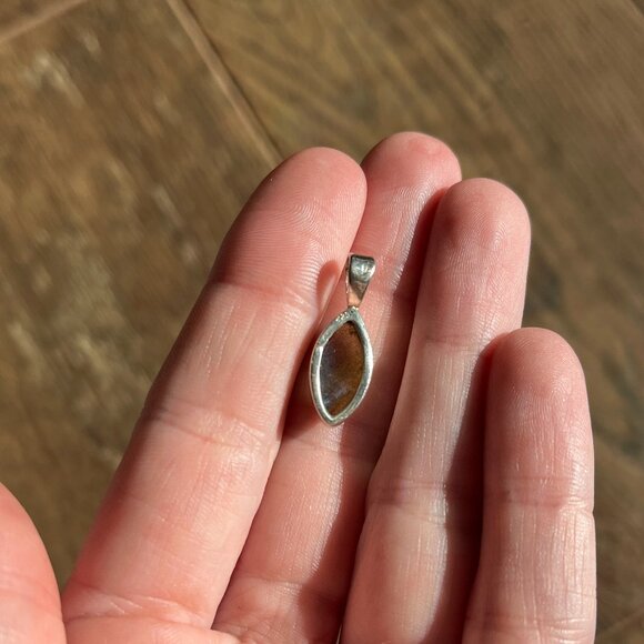 Petite Blue Flash *Labradorite* Pendant | Marquise Shaped | Sterling Silver - Picture 11 of 12